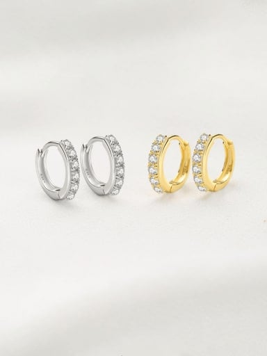 925 Sterling Silver Cubic Zirconia Geometric Minimalist Huggie Earring