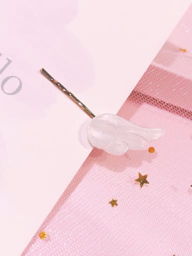 The wings are watery white Alloy Cellulose Acetate Minimalist Heart Hair Pin