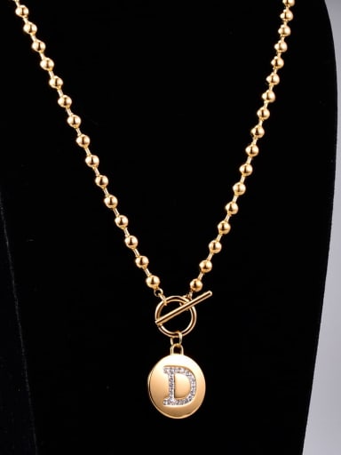 Titanium Steel Bead Chain Letter  D Minimalist Necklace