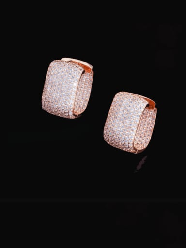 rose gold Brass Cubic Zirconia Geometric Statement Cluster Earring