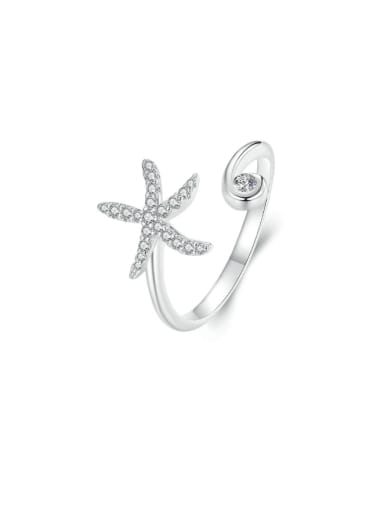 925 Sterling Silver Cubic Zirconia Sea  Star Cute Band Ring