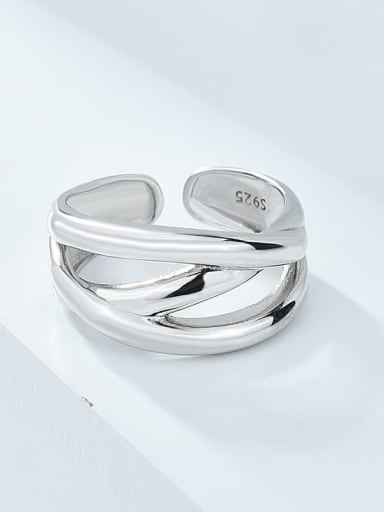 925 Sterling Silver  Vintage Multilayer Winding Weave Stackable Ring