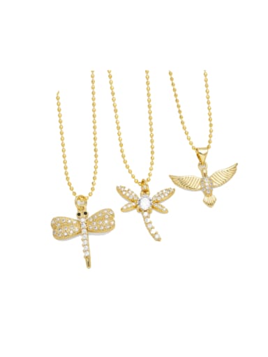 Brass Cubic Zirconia Dragonfly Trend Necklace