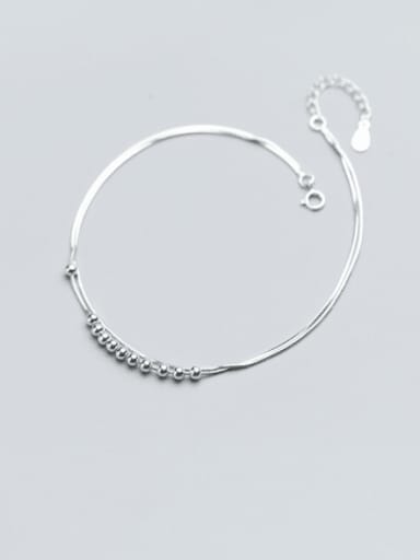 925 Sterling Silver Bead Line  Minimalist Strand Bracelet