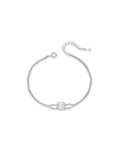 925 Sterling Silver Cubic Zirconia Geometric Minimalist Strand Bracelet