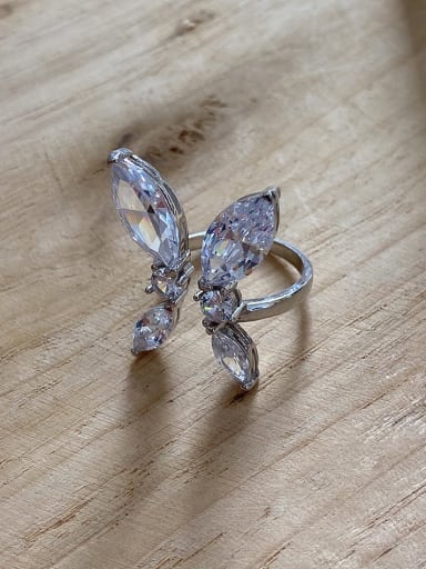 925 Sterling Silver Cubic Zirconia Butterfly Vintage Band Ring
