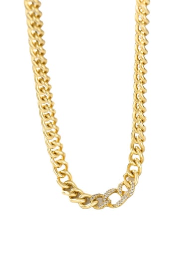 Brass Rhinestone Geometric Hip Hop Hollow Chain Necklace
