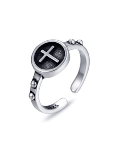 925 Sterling Silver Cross Vintage Band Ring