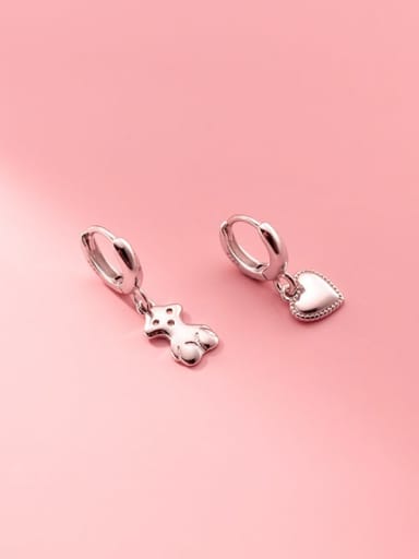 925 Sterling Silver Asymmetrical   Heart Minimalist Huggie Earring