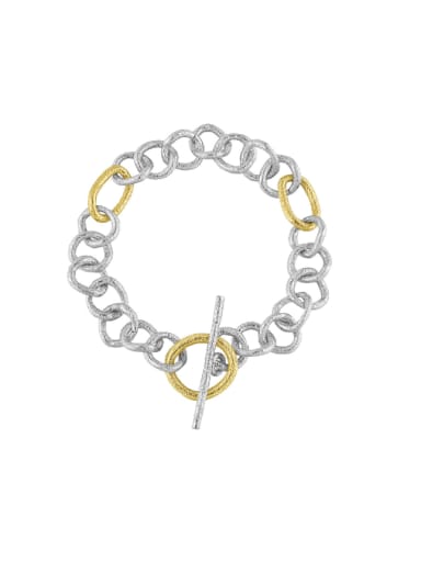 Platinum+ 18K Gold 925 Sterling Silver Geometric Chain Vintage Link Bracelet