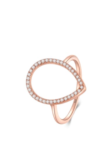 Rose Gold 925 Sterling Silver Cubic Zirconia Heart Minimalist Band Ring