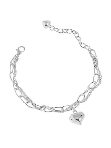 925 Sterling Silver Heart Vintage Strand Bracelet