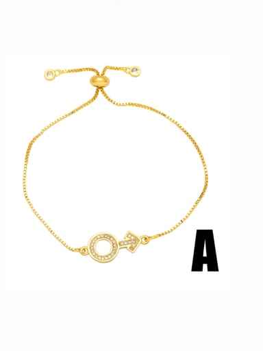 Brass Cubic Zirconia Heart Bohemia Adjustable Bracelet