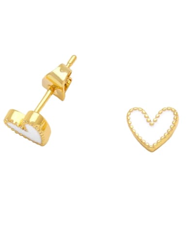 ?? Brass Enamel Heart Minimalist Stud Earring