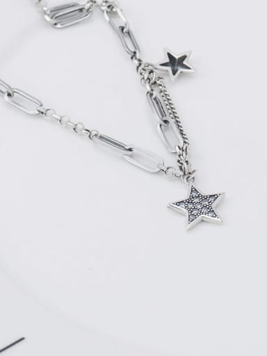 925 Sterling Silver Star Vintage Hollow Chain  Necklace