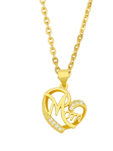 B Brass Cubic Zirconia Letter Vintage Heart-shaped Pendant Necklace