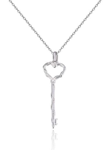 925 Sterling Silver Hollow Key Minimalist Necklace