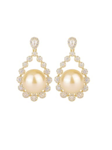 Gold earrings Brass Cubic Zirconia Water Drop Luxury Cluster Earring