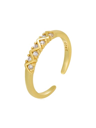 18K Gold 925 Sterling Silver Cubic Zirconia Geometric Minimalist Band Ring