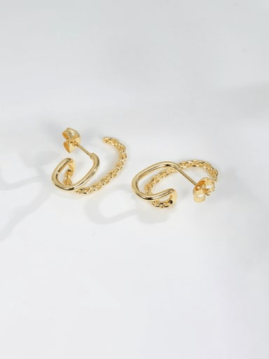 Brass Geometric Minimalist  Double Layer Earring
