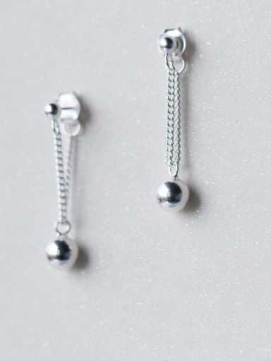 925 Sterling Silver Bead Tassel Minimalist Stud Earring