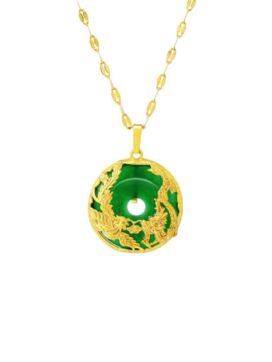 Alloy Green Round Trend Necklace