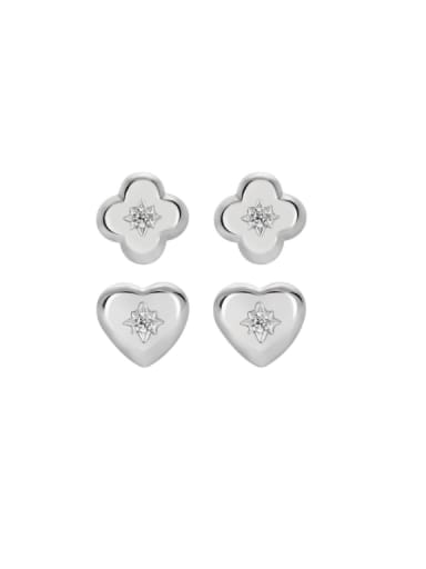 custom 925 Sterling Silver Cubic Zirconia Heart Vintage Stud Earring