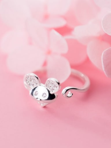 925 Sterling Silver Mouse Minimalist Free Size  Ring