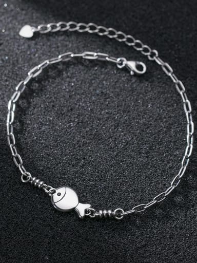 custom 925 Sterling Silver Glossy fish shape chain Anklet