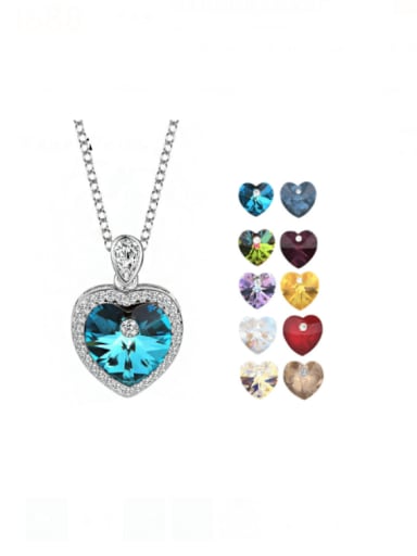 925 Sterling Silver Austrian Crystal Heart Classic Necklace