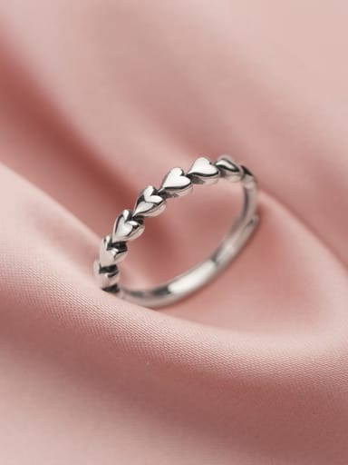 925 Sterling Silver Smooth  Heart Vintage Band Ring