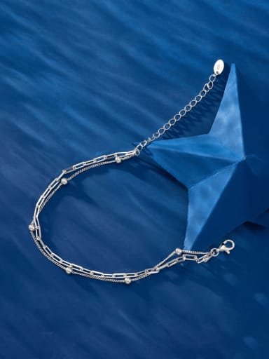 925 Sterling Silver Heart Minimalist Strand Bracelet