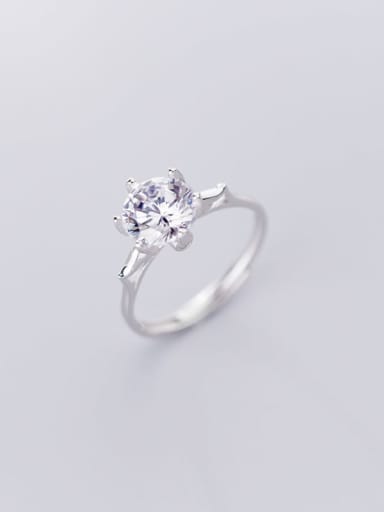 925 Sterling Silver Cubic Zirconia Flower Minimalist free size Ring