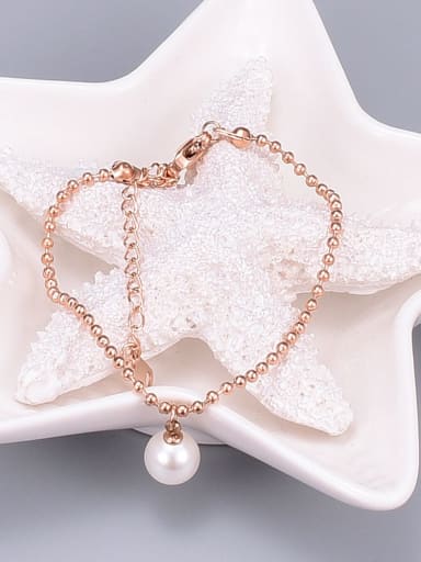 Titanium Imitation Pearl White Round Trend Beaded Bracelet
