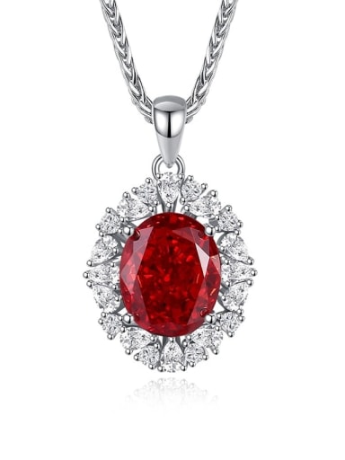 FDDZ 025 China Red 925 Sterling Silver High Carbon Diamond Geometric Luxury Necklace