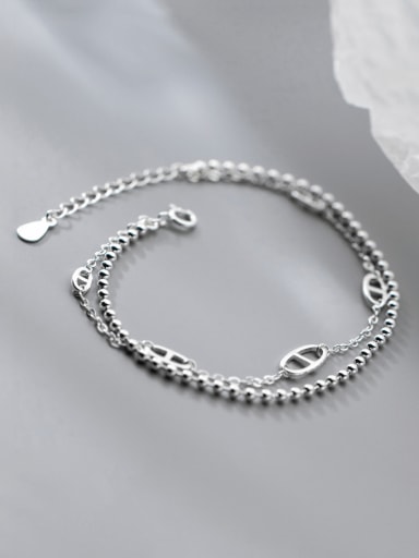 925 Sterling Silver Bead Geometric Vintage Strand Bracelet