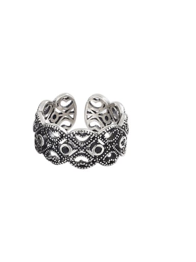 925 Sterling Silver Hollow Flower Vintage Band Ring
