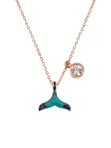925 Sterling Silver Enamel Fish Minimalist Necklace