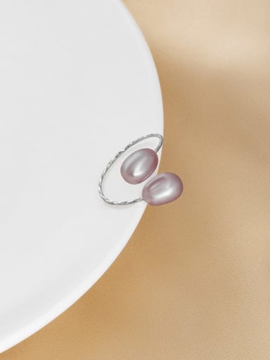 RS797 ? Purple ? 925 Sterling Silver Freshwater Pearl Irregular Dainty Band Ring