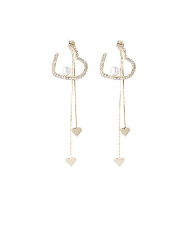 Alloy With Imitation Gold Plated Trendy HeartTassel Threader Earrings
