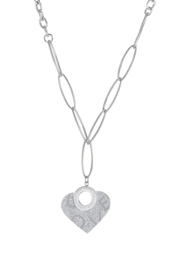 2066 steel Titanium Steel Heart Minimalist Long Strand Necklace