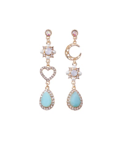 Alloy With Rose Gold Plated Fashion MoonLove Asymmetry  Water Drop Drop Earrings