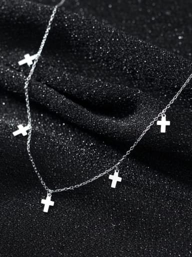 925 Sterling Silver Smooth Cross Minimalist Necklace