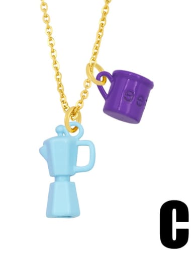 C (dark purple light blue) Brass Enamel Irregular Vintage Necklace
