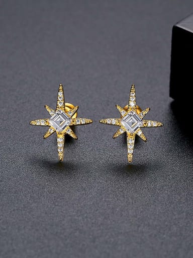Brass Cubic Zirconia Star Minimalist Stud Earring