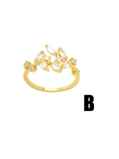 B Brass Flower Vintage Band Ring