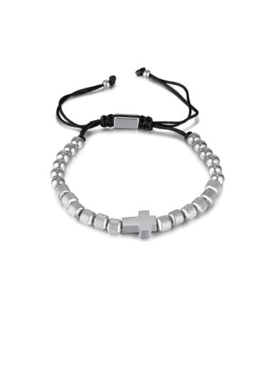 Stainless steel Bead Cross Hip Hop Adjustable Bracelet