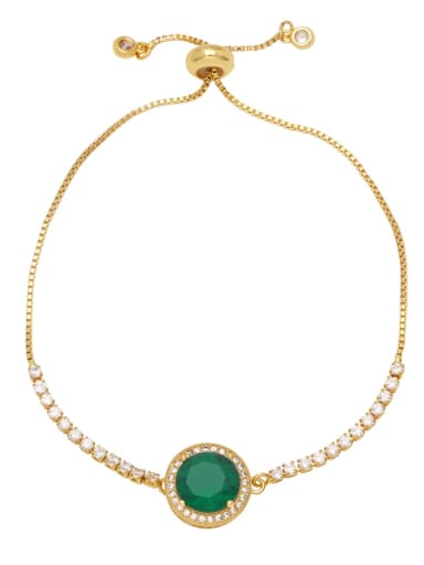 green Brass Cubic Zirconia Round Trend Bracelet