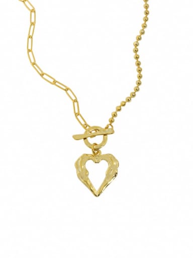 18K Gold 925 Sterling Silver Hollow Heart Vintage Necklace