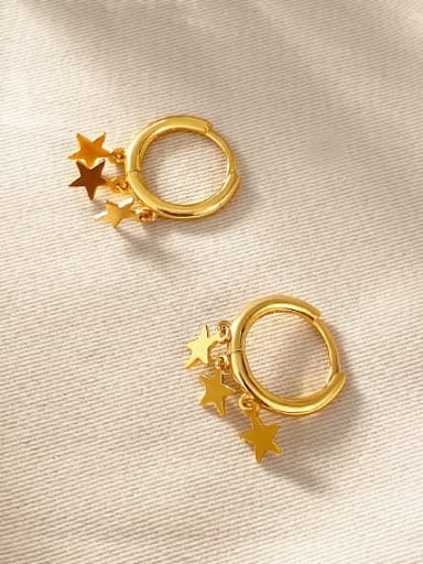 18K gold 925 Sterling Silver Star Minimalist Huggie Earring